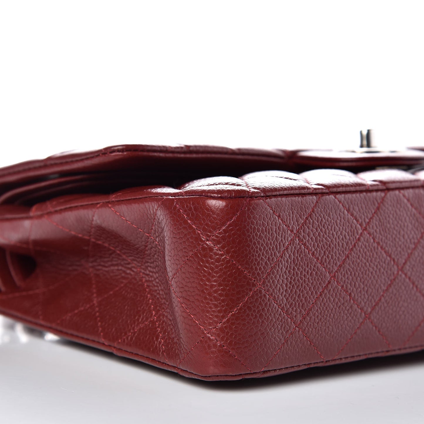 Caviar Quilted Medium Double Flap Dark Red