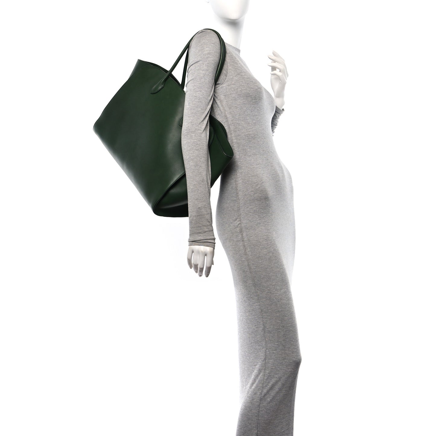 Polished Saddle Calfskin Marlo Tote Bag Moss