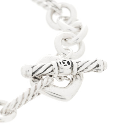 David Yurman Sterling Silver 18K Yellow Gold Cable Heart Charm Bracelet 2 of 4