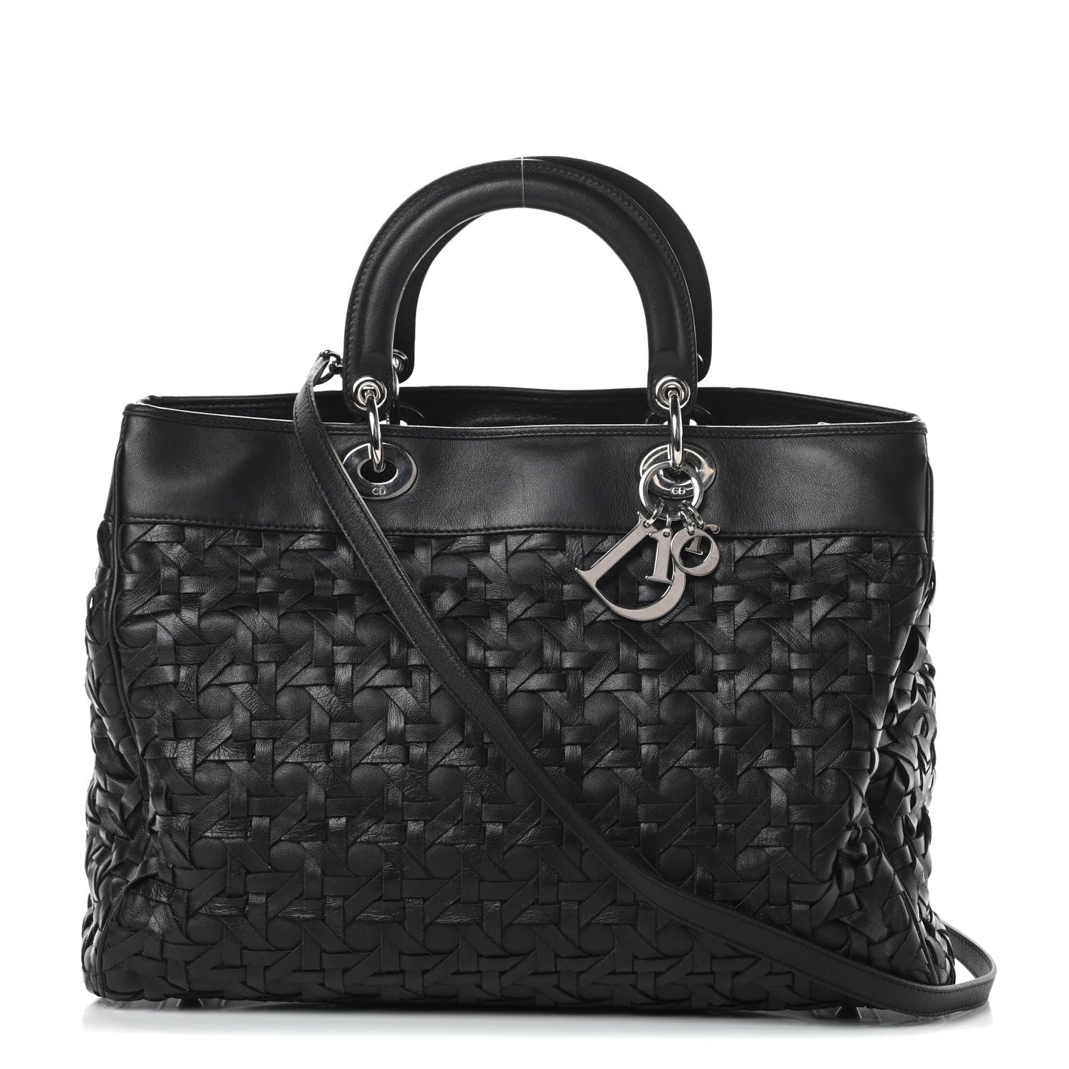 Christian Dior Lambskin Woven Lady Dior Avenue Tote Black 1 of 12
