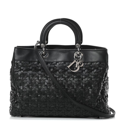 Christian Dior Lambskin Woven Lady Dior Avenue Tote Black 1 of 12