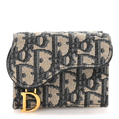 Christian Dior Oblique Saddle Lotus Wallet Blue 1 of 8