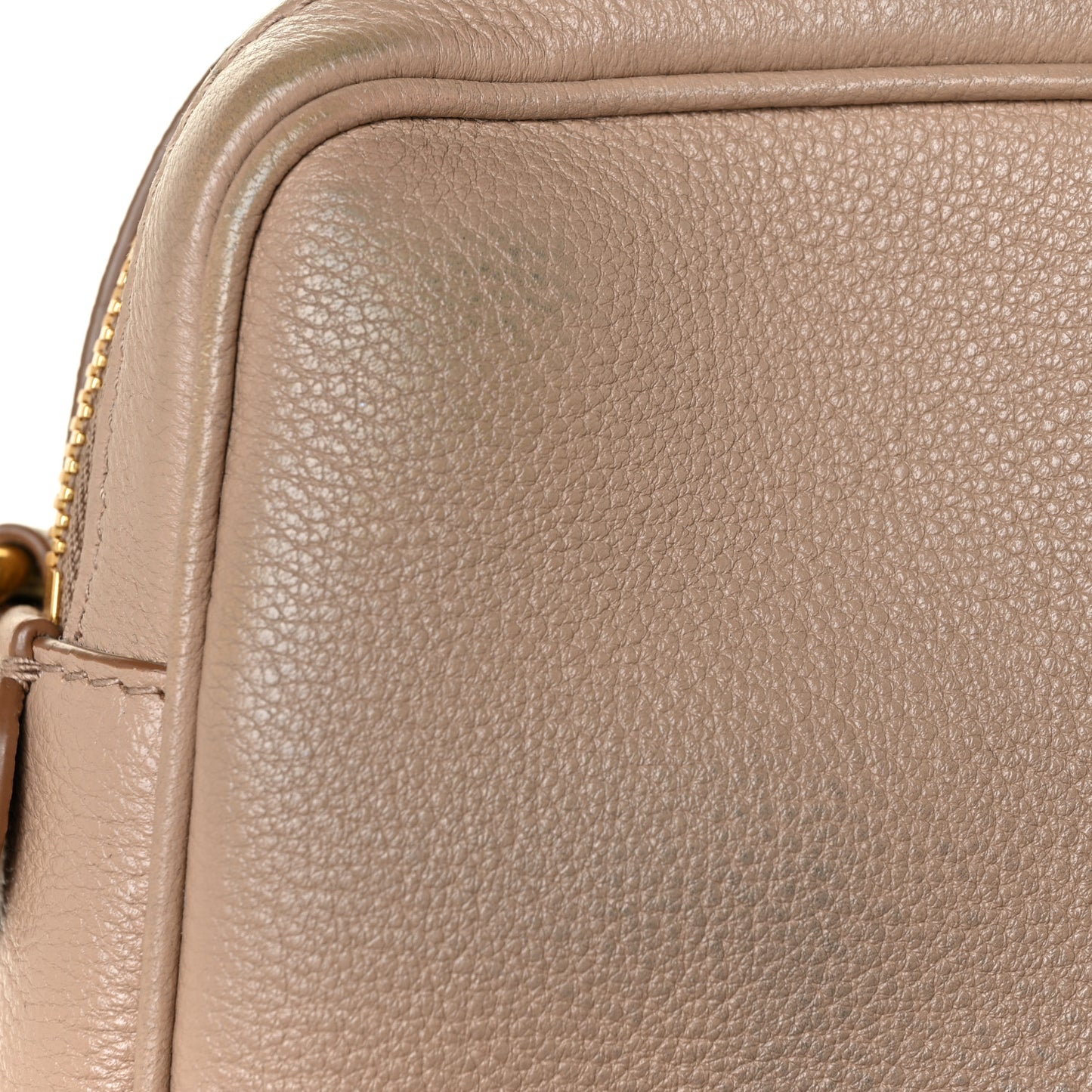 Vitello Daino Medium Double Zip Shoulder Bag Cammeo