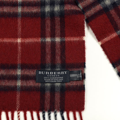 Burberry Cashmere House Check Fringe Scarf Red 3 of 3