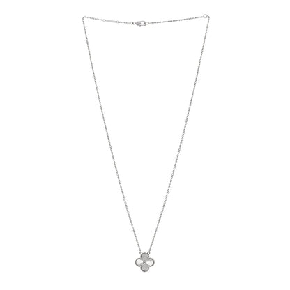 Van Cleef & Arpels 18K White Gold Guilloche Vintage Alhambra Pendant Necklace 3 of 6
