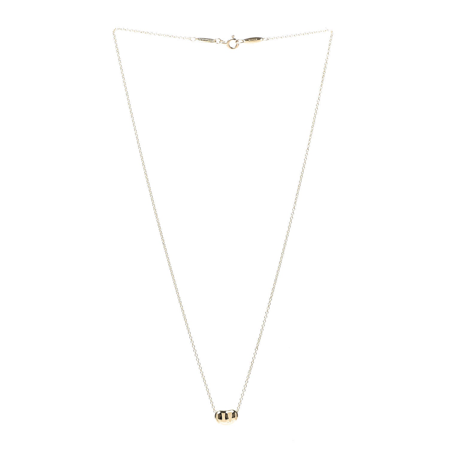 Tiffany 18K Yellow Gold 7mm Elsa Peretti Bean Pendant Necklace 2 of 8