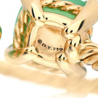 David Yurman 18K Yellow Gold Diamond Chrysoprase Chatelaine Bypass Ring 52 6 5 of 5