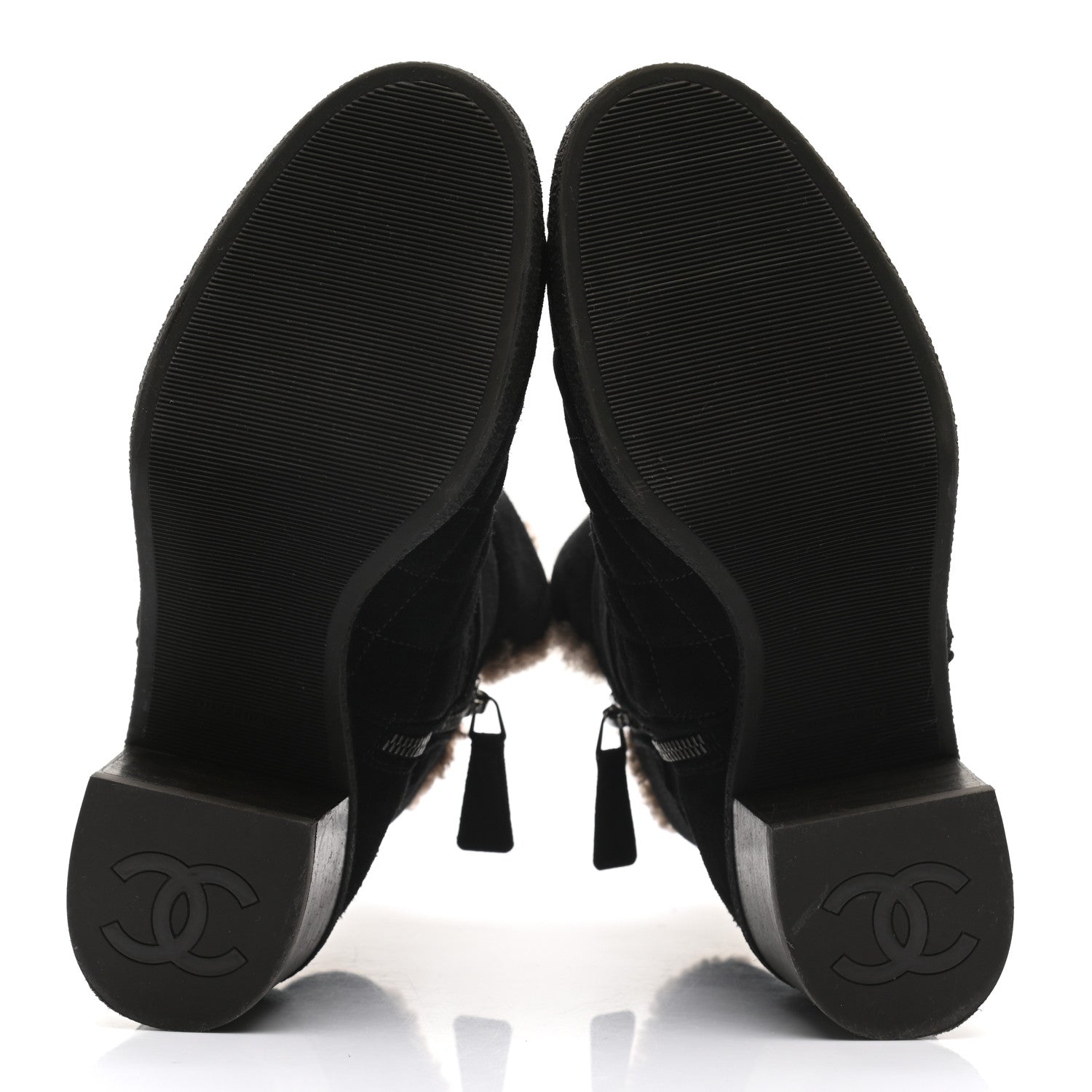 Chanel Suede Quilted Shearling Short Boots 36.5 Black 5 of 8