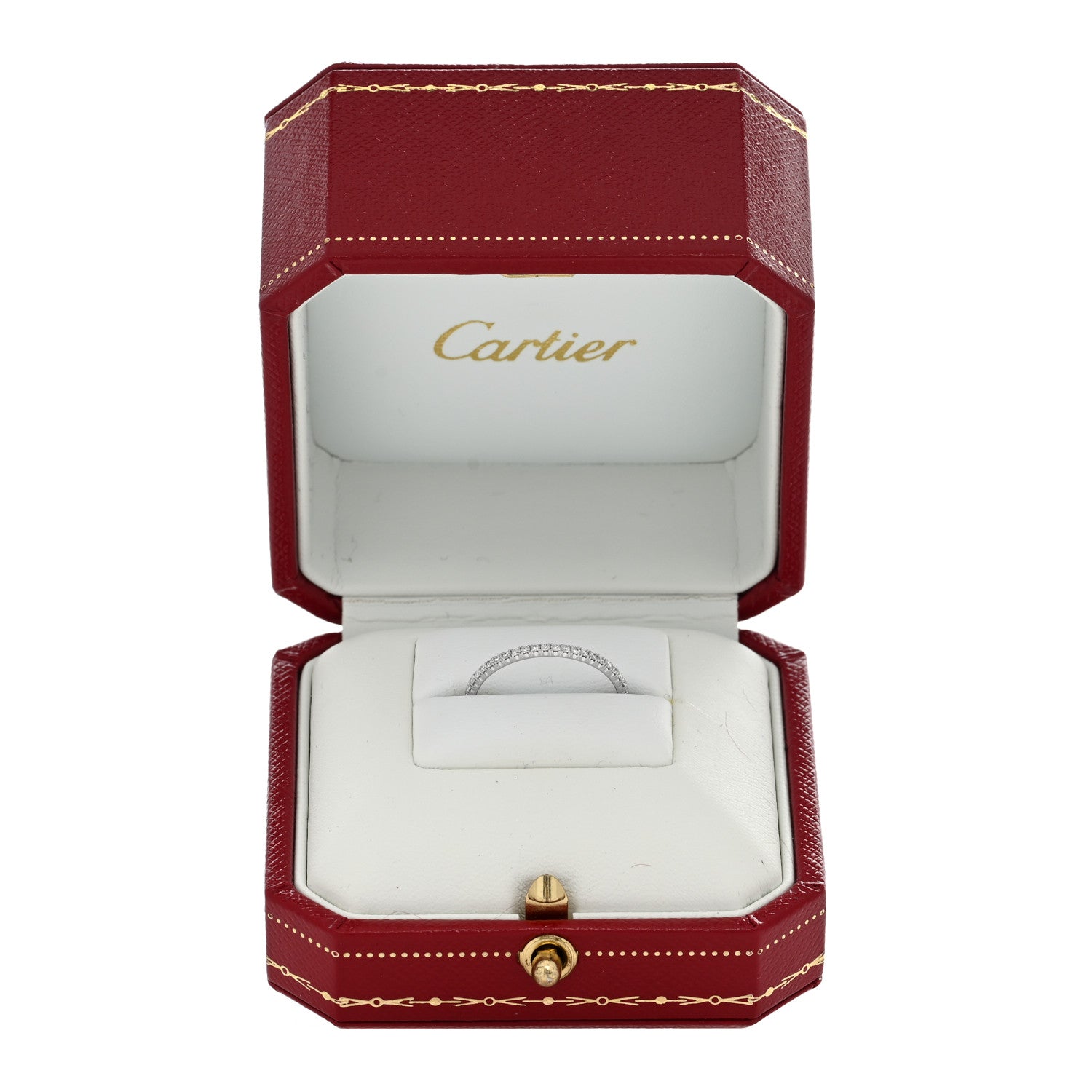 Cartier 18K White Gold Diamond 1.5mm Étincelle de Cartier Wedding Band Ring 54 6.75 5 of 5