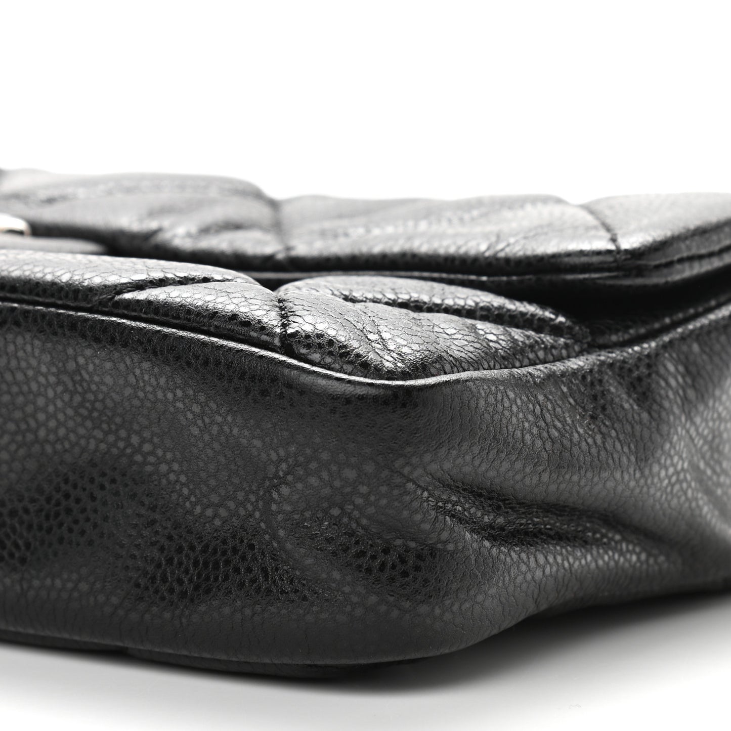 Glazed Caviar Quilted Small Nature Flap Bag Black