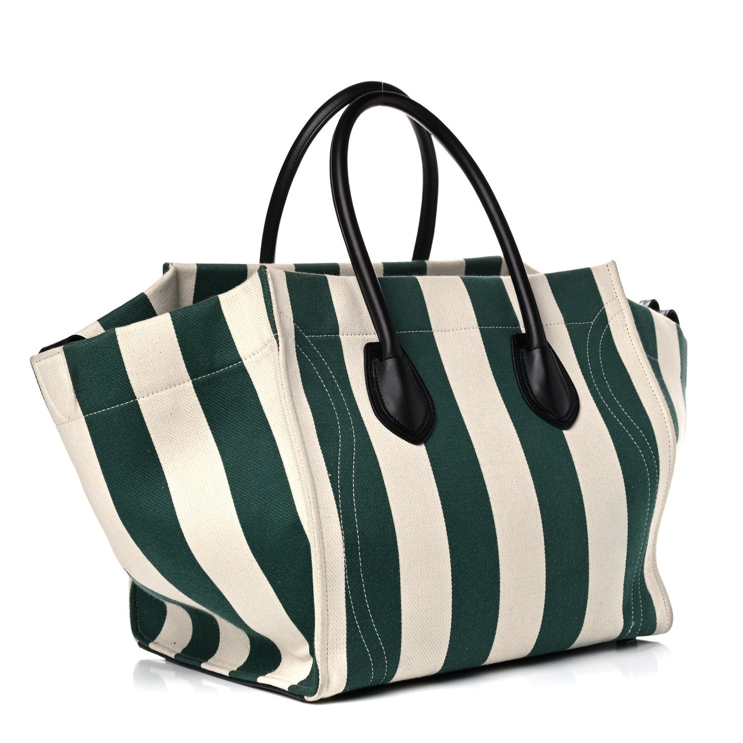 Cotton Canvas Striped Medium Phantom Luggage White Green