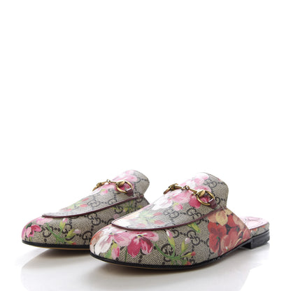 Gucci GG Supreme Monogram Blooms Womens Princetown Slippers 35.5 Beige Multicolor Dry Rose 2 of 10