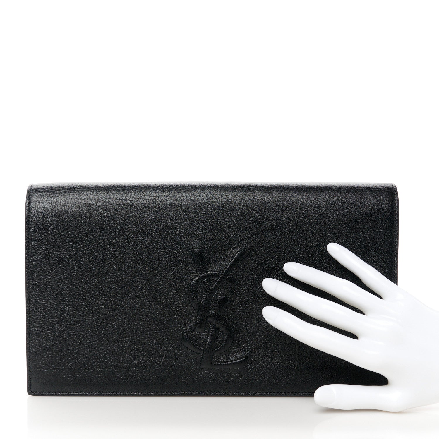 Saint Laurent Goatskin Monogram Large Belle De Jour Clutch Black 2 of 8