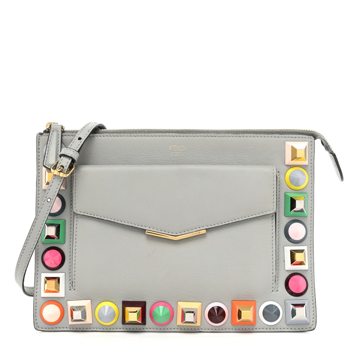 Vitello Dolce Studded Mini 2Jours Pouch Ardesia Multicolor