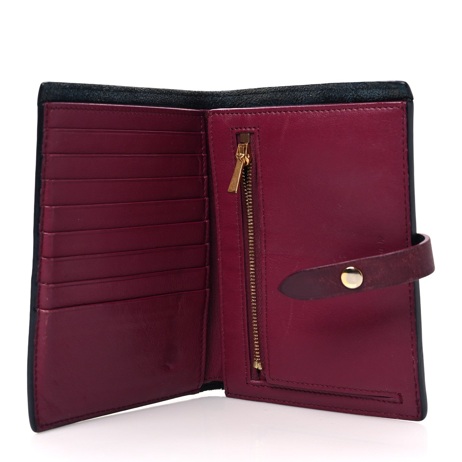 Celine Grained Calfskin Medium Multifunction Strap Wallet Steel Blue 5 of 10