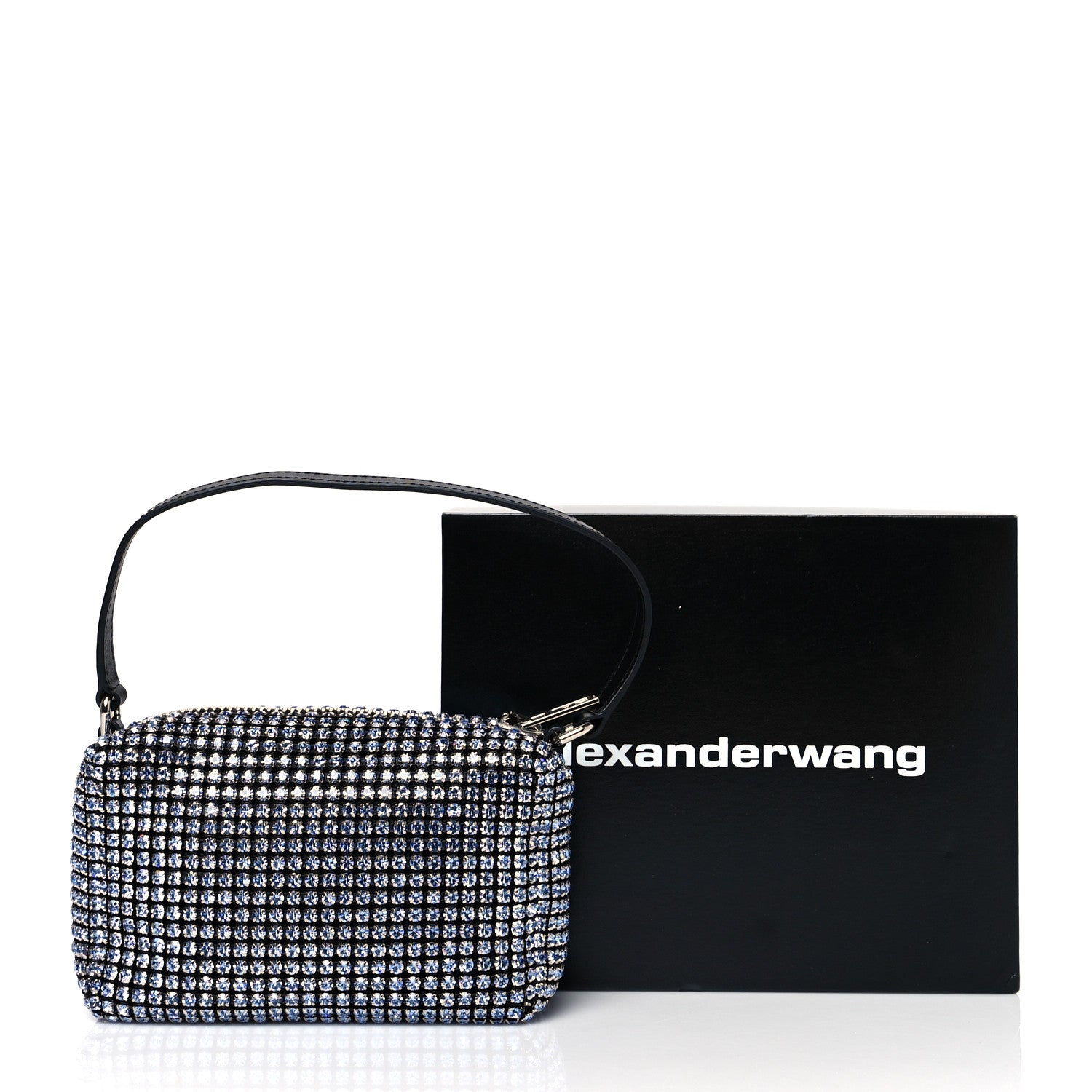 Alexander Wang Mesh Crystal Rhinestone Mini Heiress Pouch Navy 9 of 9
