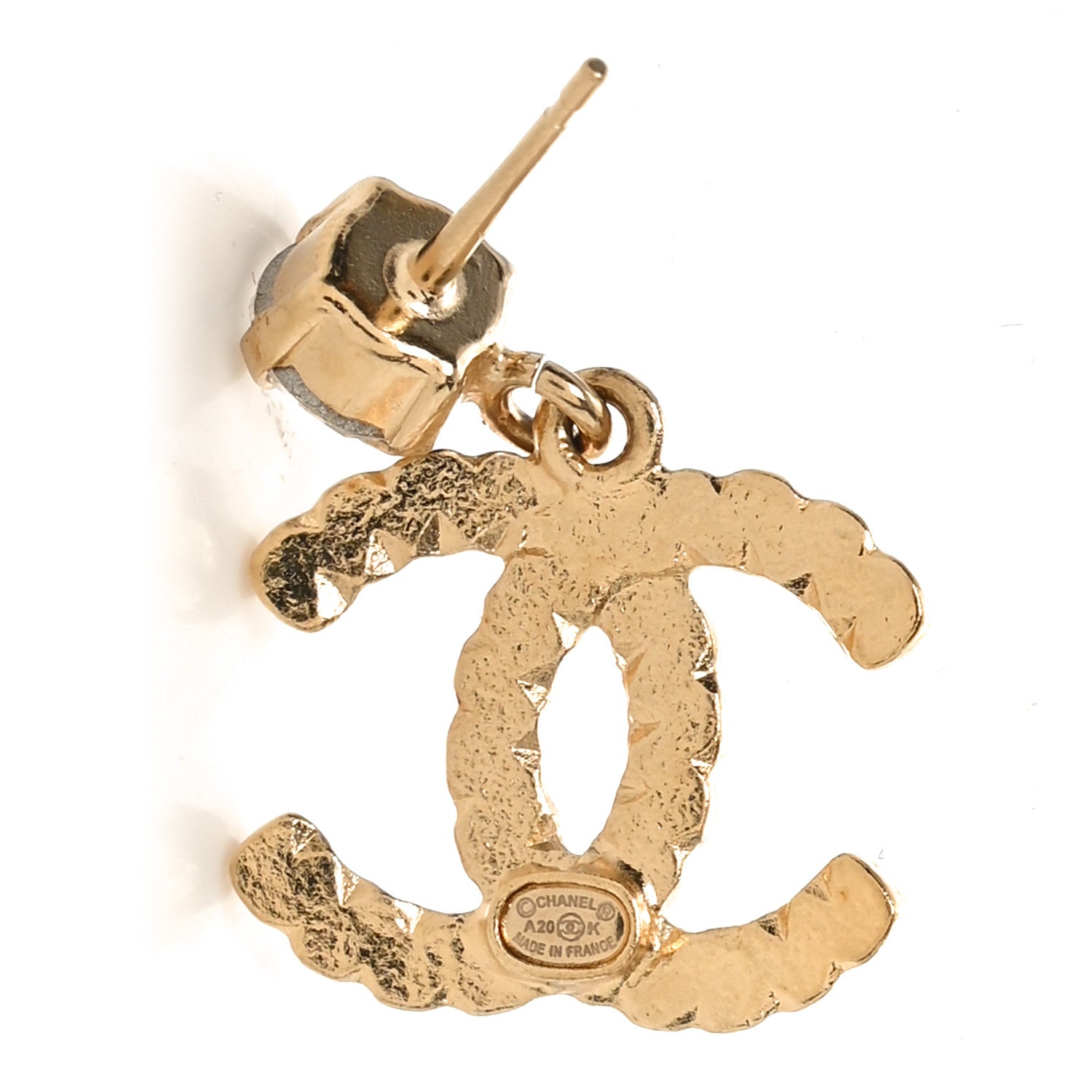 Chanel Resin Crystal Pearl CC Drop Earrings Gold Black 4 of 4