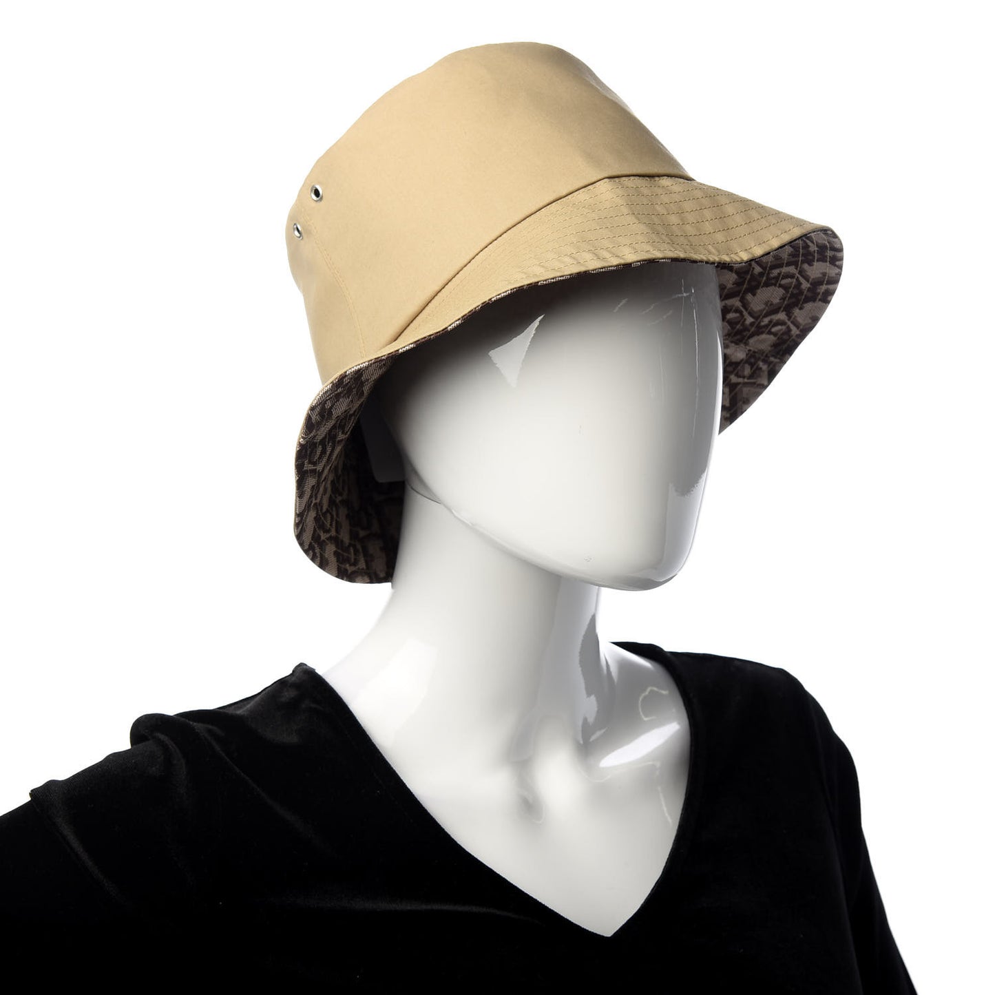 Polyester Cotton Oblique Teddy-D Brim Bucket Hat 57 Beige