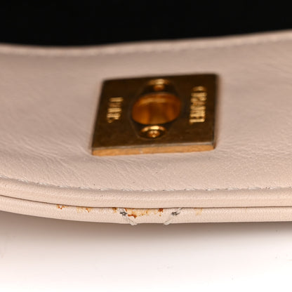 Chanel Calfskin Stitched Large Button Up Hobo Ivory Black 10 of 10