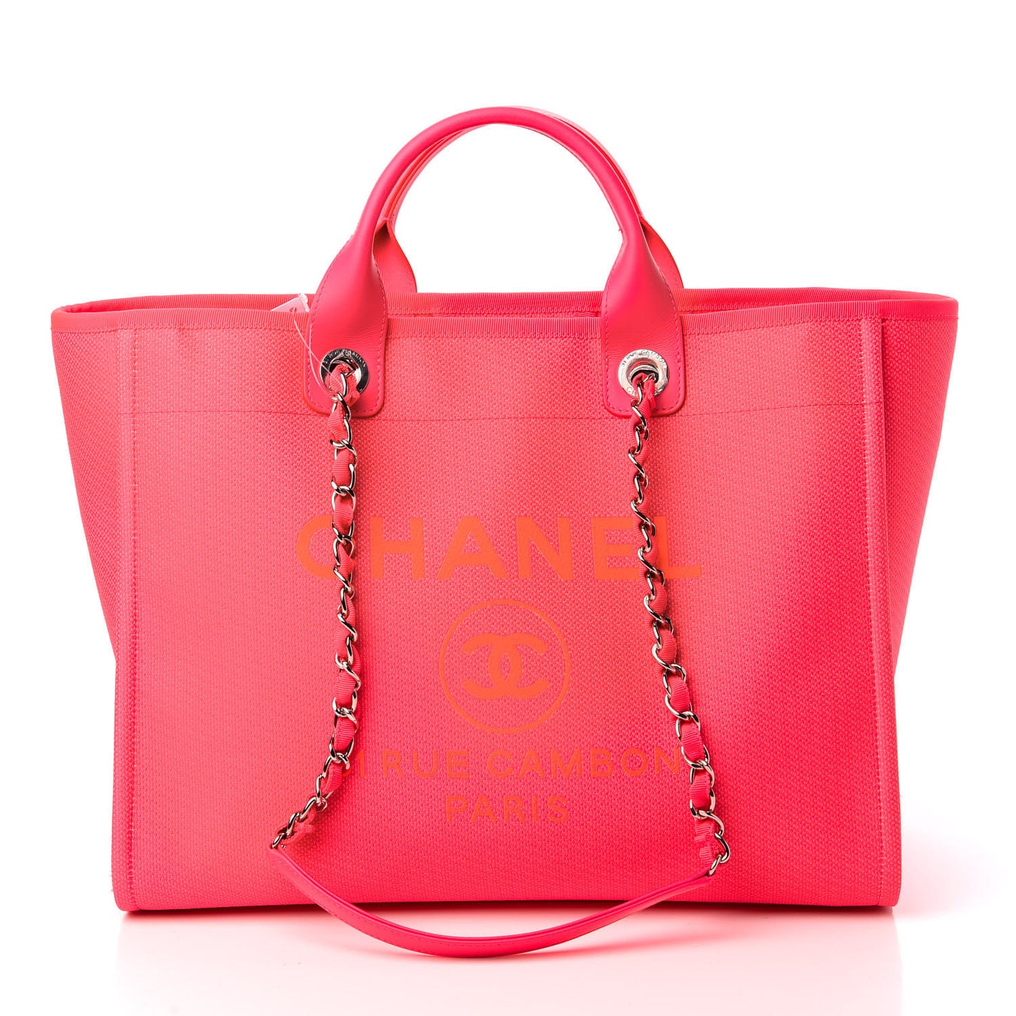 Mixed Fibers Calfskin Medium Deauville Tote Pink Orange