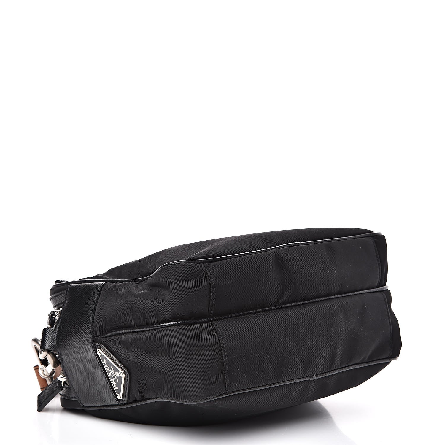 Prada Tessuto Nylon Saffiano Shoulder Bag Black Cuoio 4 of 12