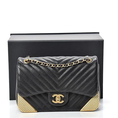 Chanel Calfskin Chevron Quilted Mini Rock The Corner Flap Black 13 of 13