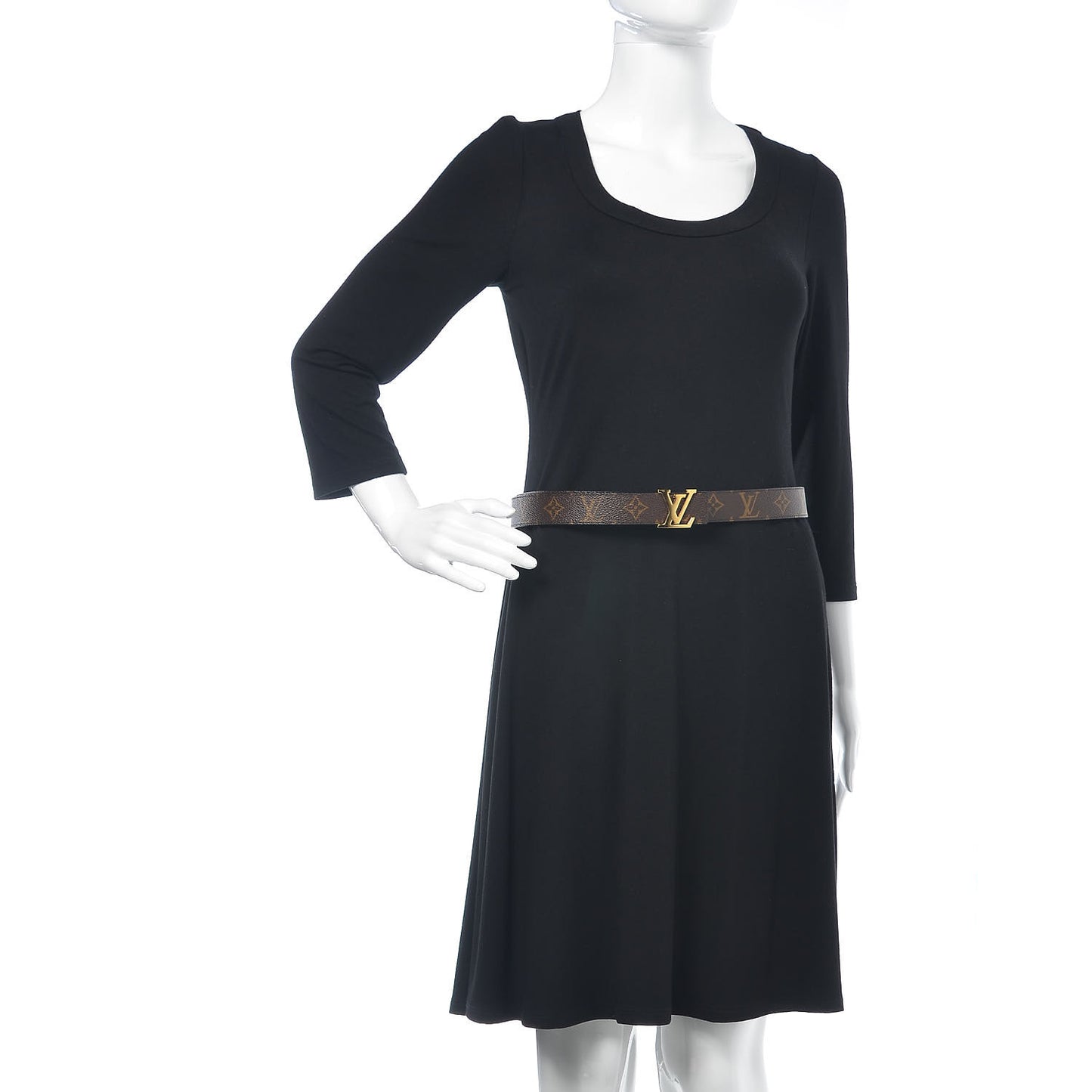 Calfskin Monogram 30mm LV Initiales Reversible Belt 85 34 Black