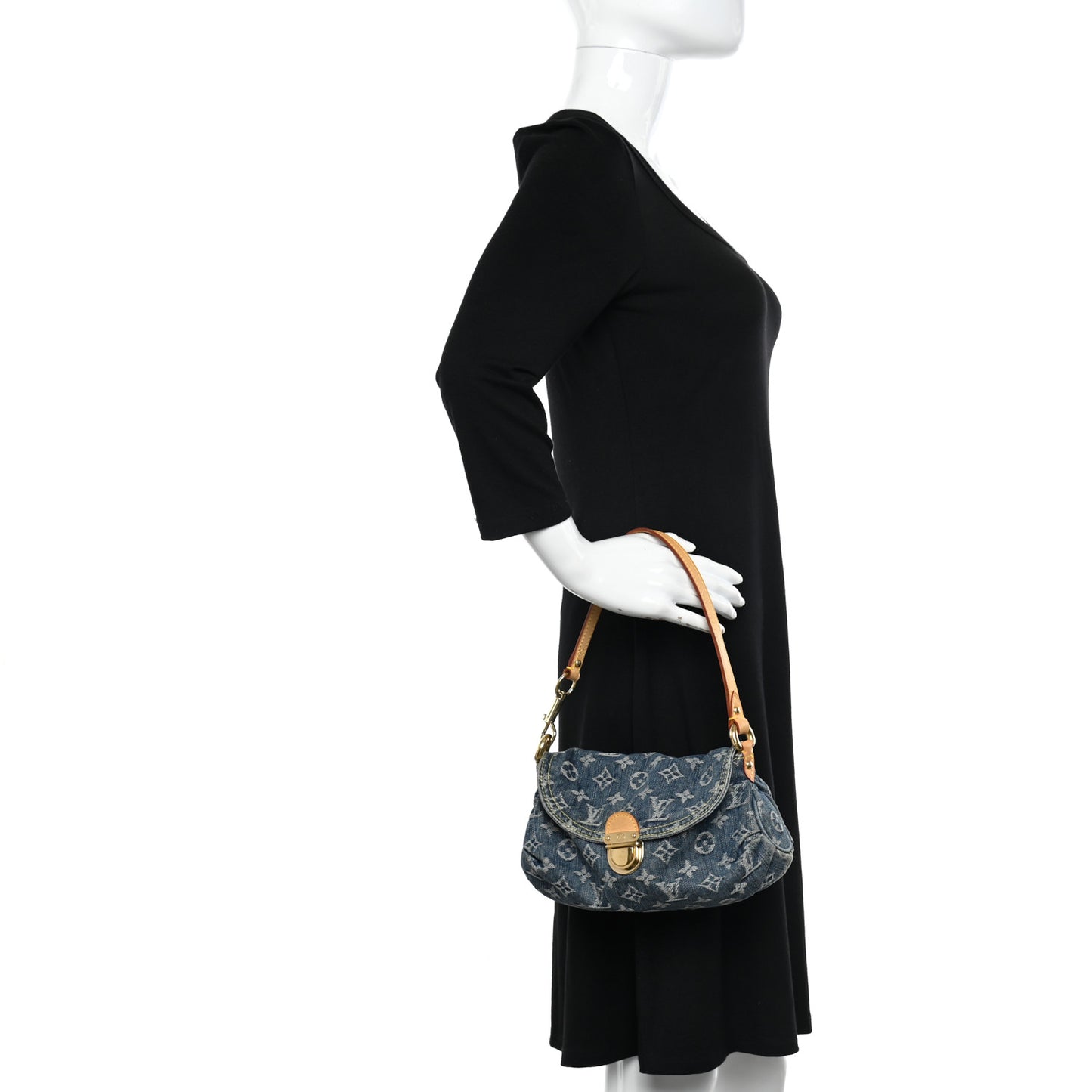 Monogram Denim Mini Pleaty Blue
