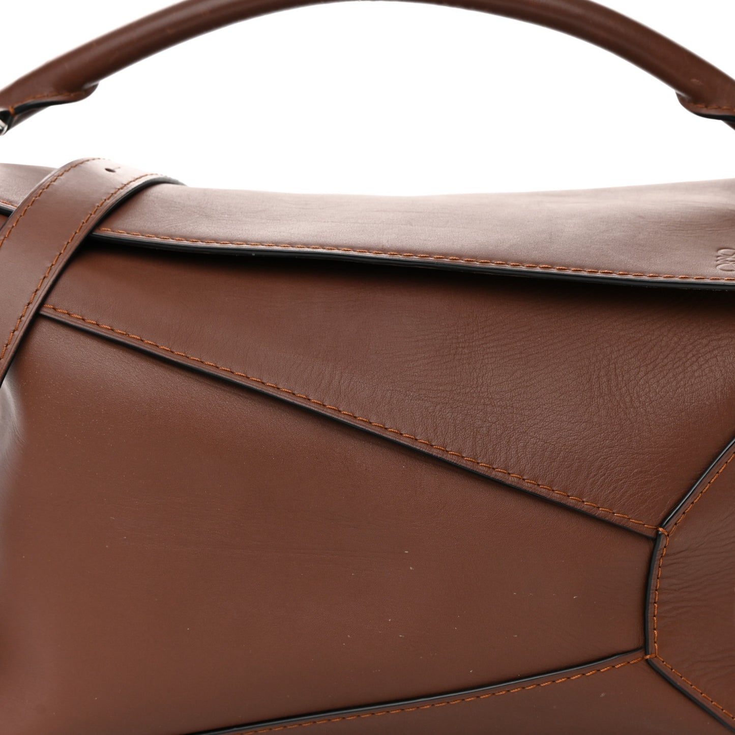 Calfskin Large Puzzle Edge Bag Brown