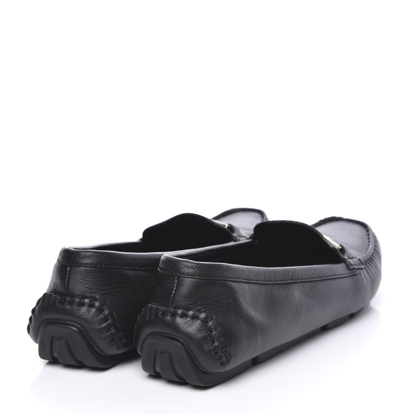 Calfskin Womens Driver Loafers 38 Black