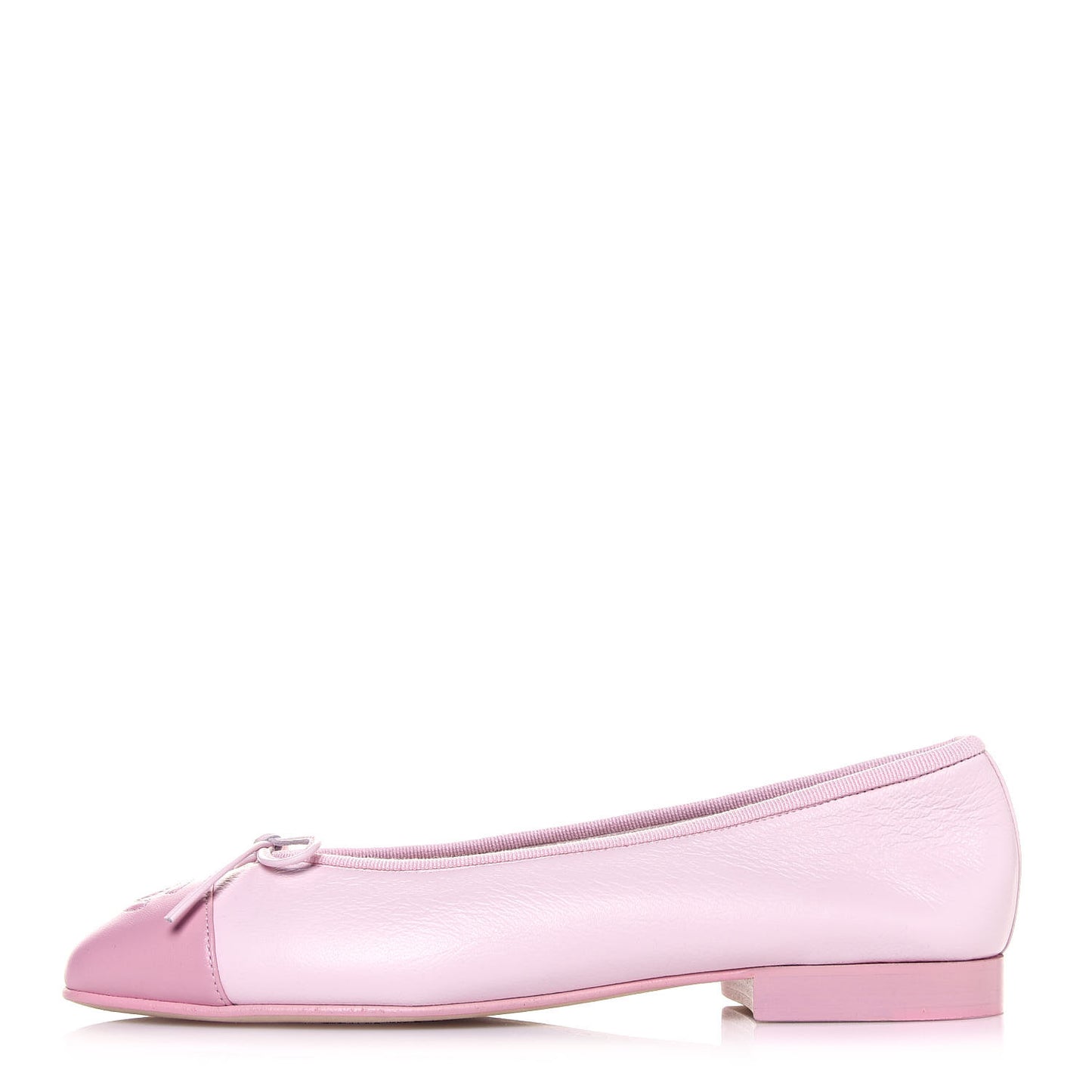 Lambskin CC Cap Toe Ballerina Flats 37 Pink Light Pink