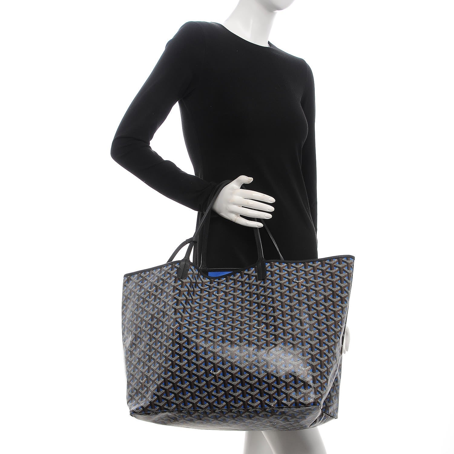 Goyard Goyardine Saint Louis Claire Voie GM Black Blue 2 of 10