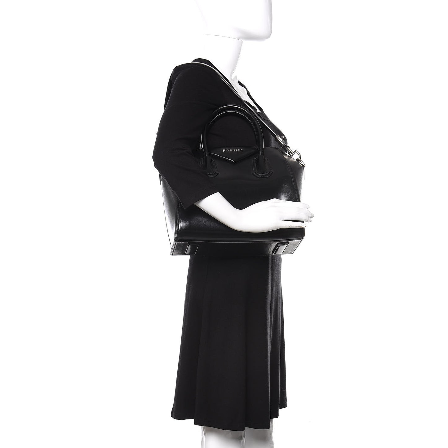 Shiny Lord Calfskin Small Antigona Black