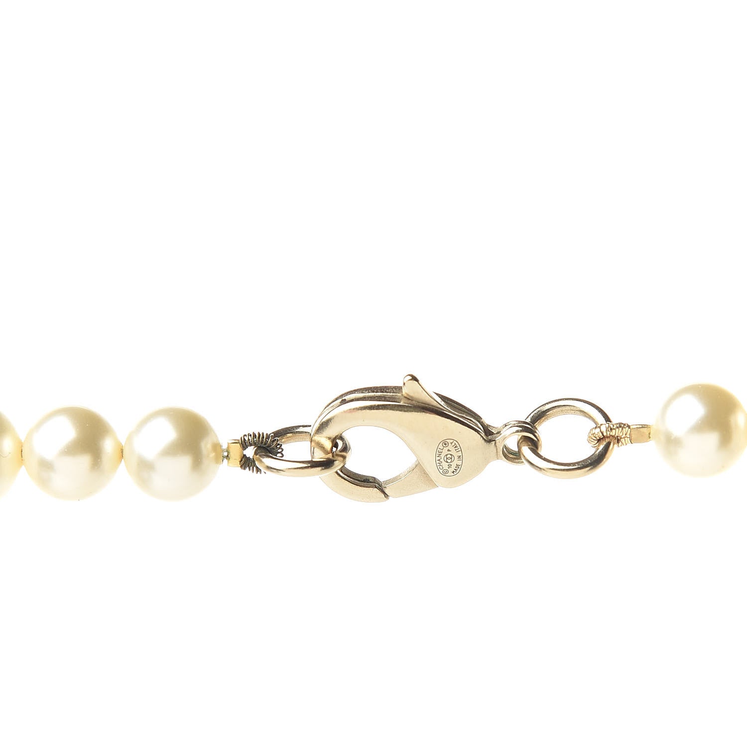 Chanel Graduated Pearl Crystal CC Long Necklace Gold 4 of 5