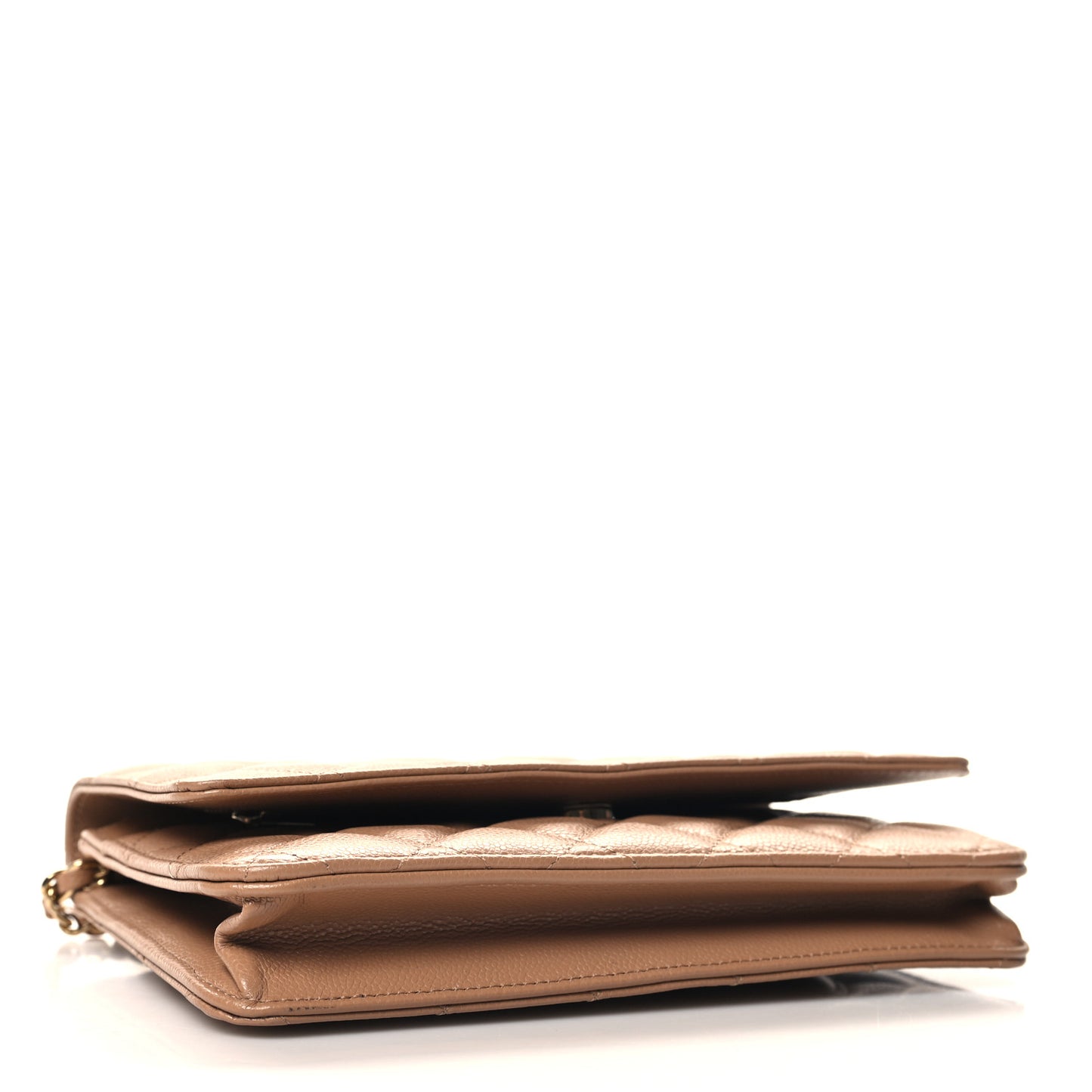Caviar Quilted Wallet on Chain WOC Beige