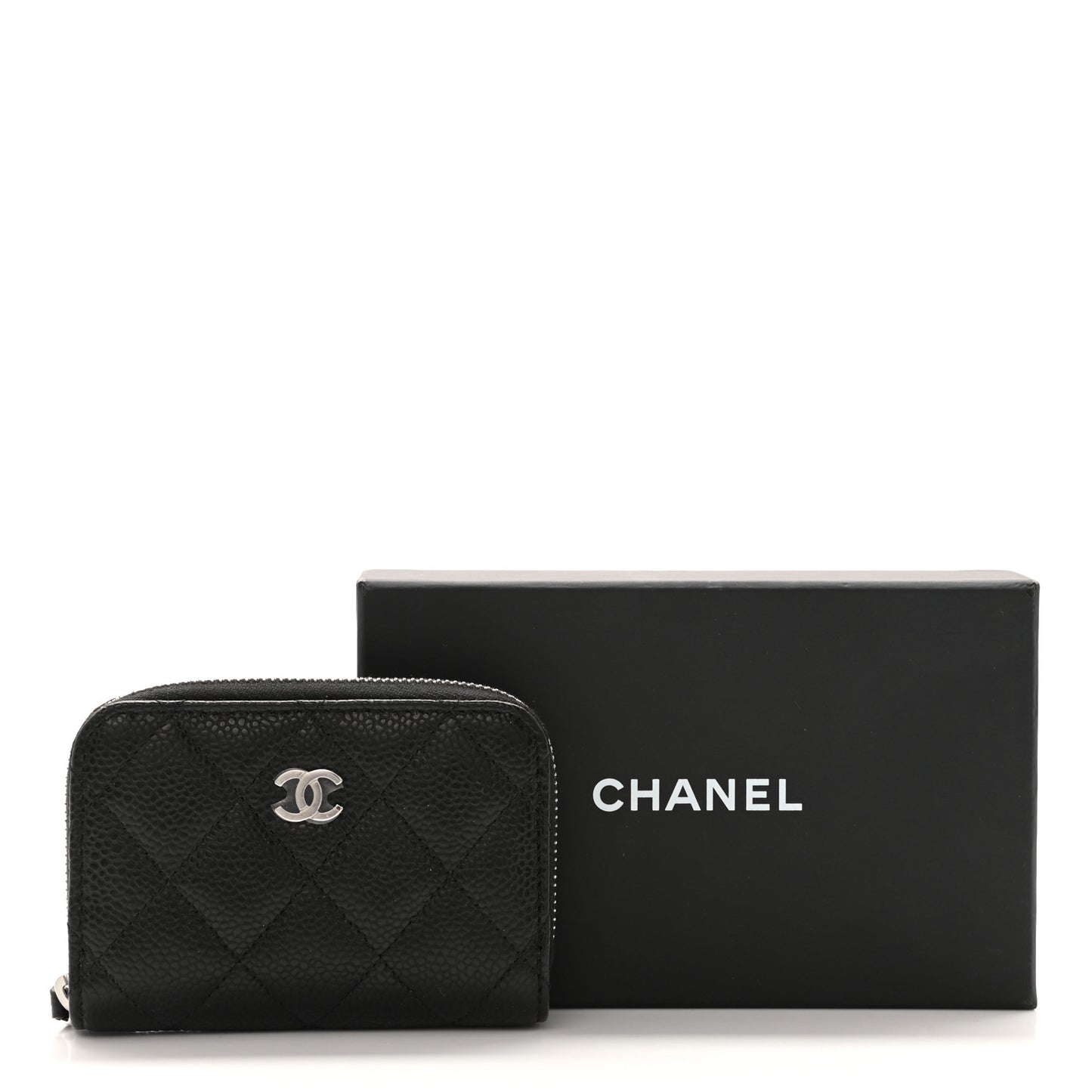 Caviar Quilted Classic Zipped Coin Purse Black