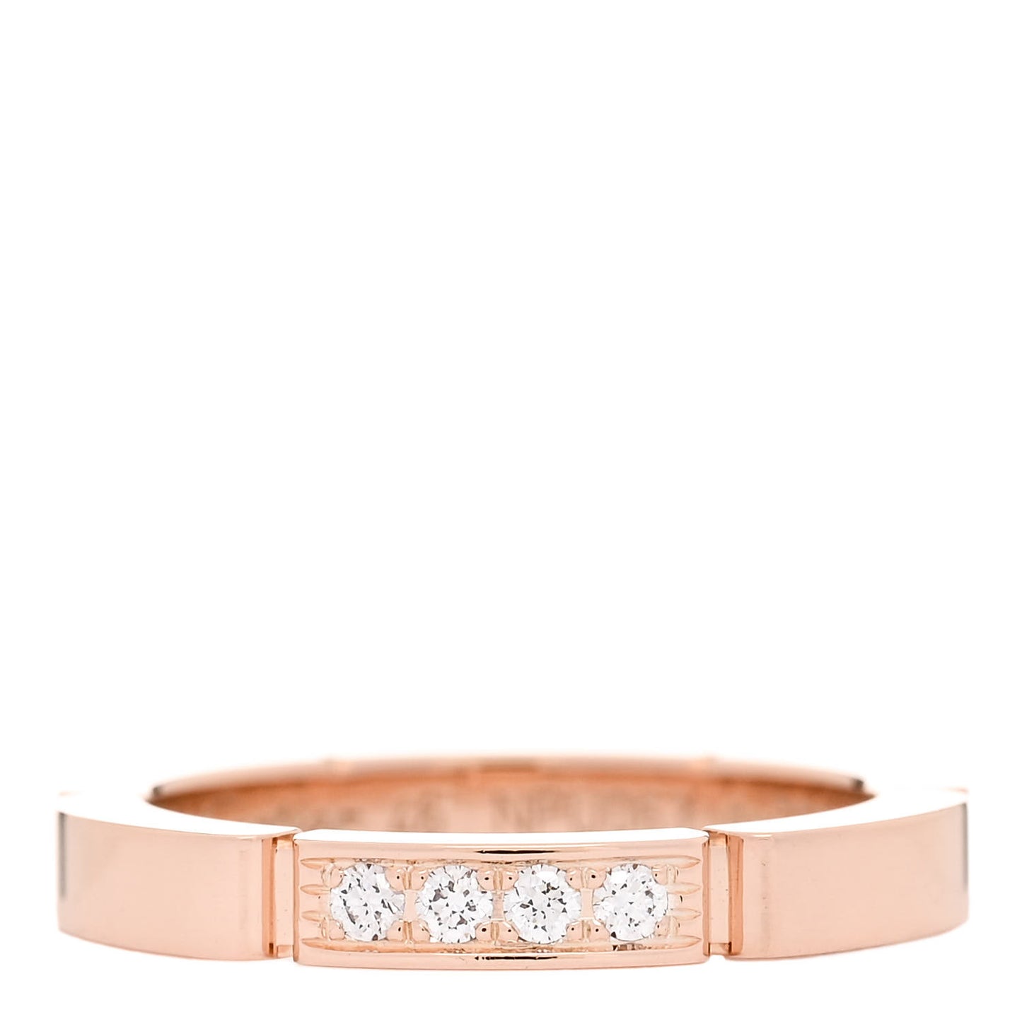 18K Pink Gold Diamond Maillon Panthere Wedding Band Ring 46 3.75