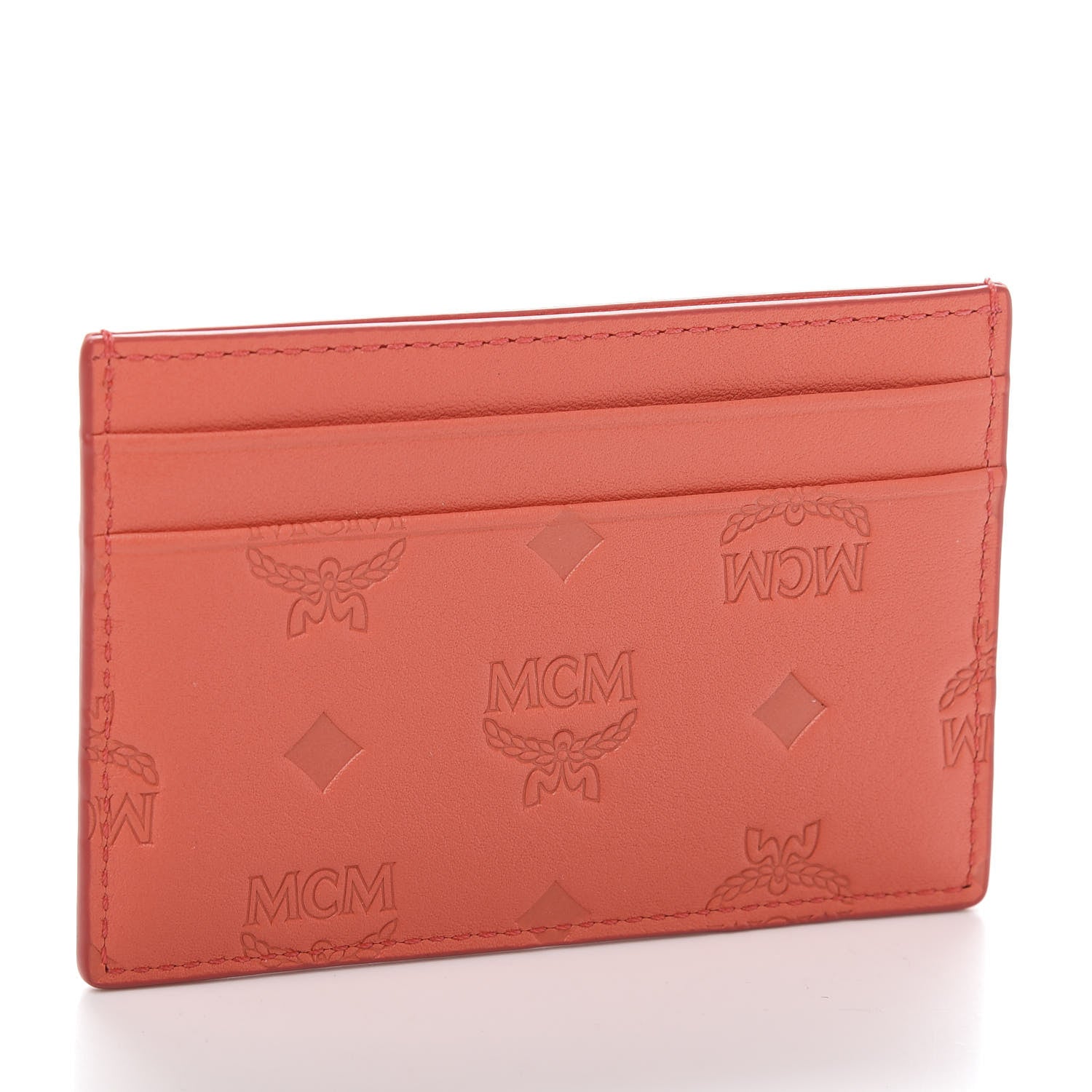 MCM Calfskin Ottomar Monogram Card Case Hot Coral 3 of 9