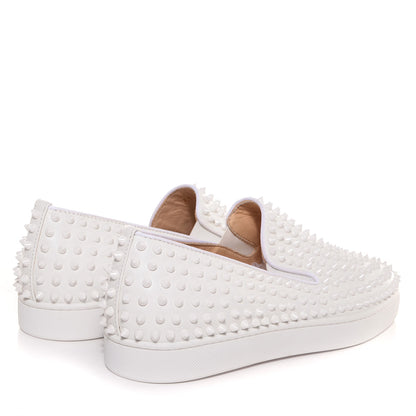 Christian Louboutin Mens Calfskin Spikes Roller Boat Flat 45.5 White 4 of 11