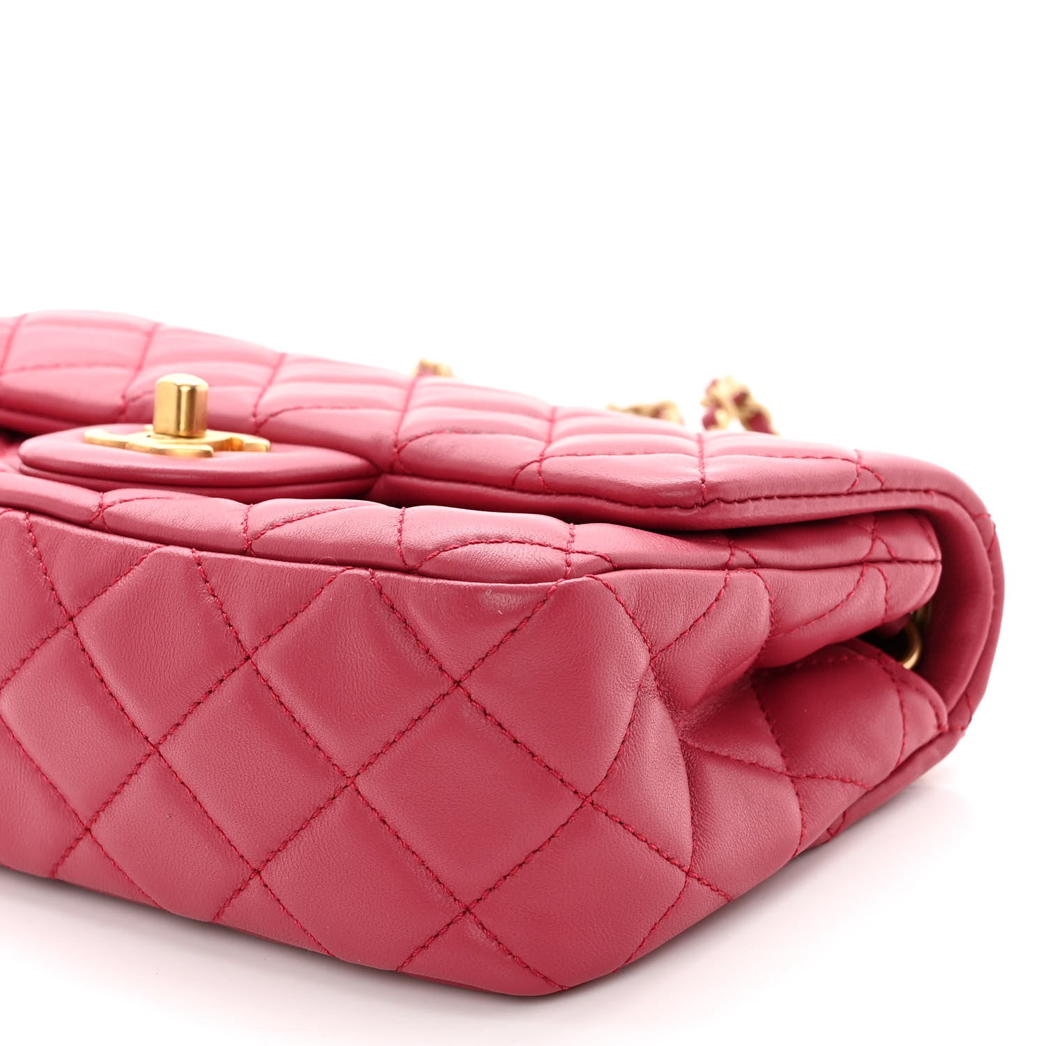 Chanel Lambskin Quilted Mini Rectangular Pearl Crush Flap Fuchsia 10 of 10