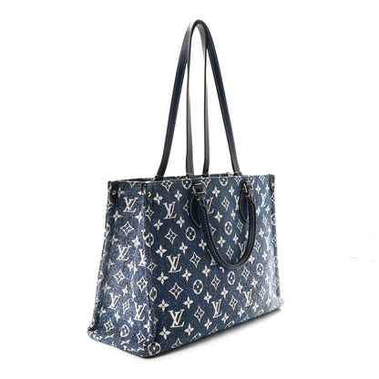 Louis Vuitton Monogram Jacquard Denim Onthego MM Bleu 3 of 9