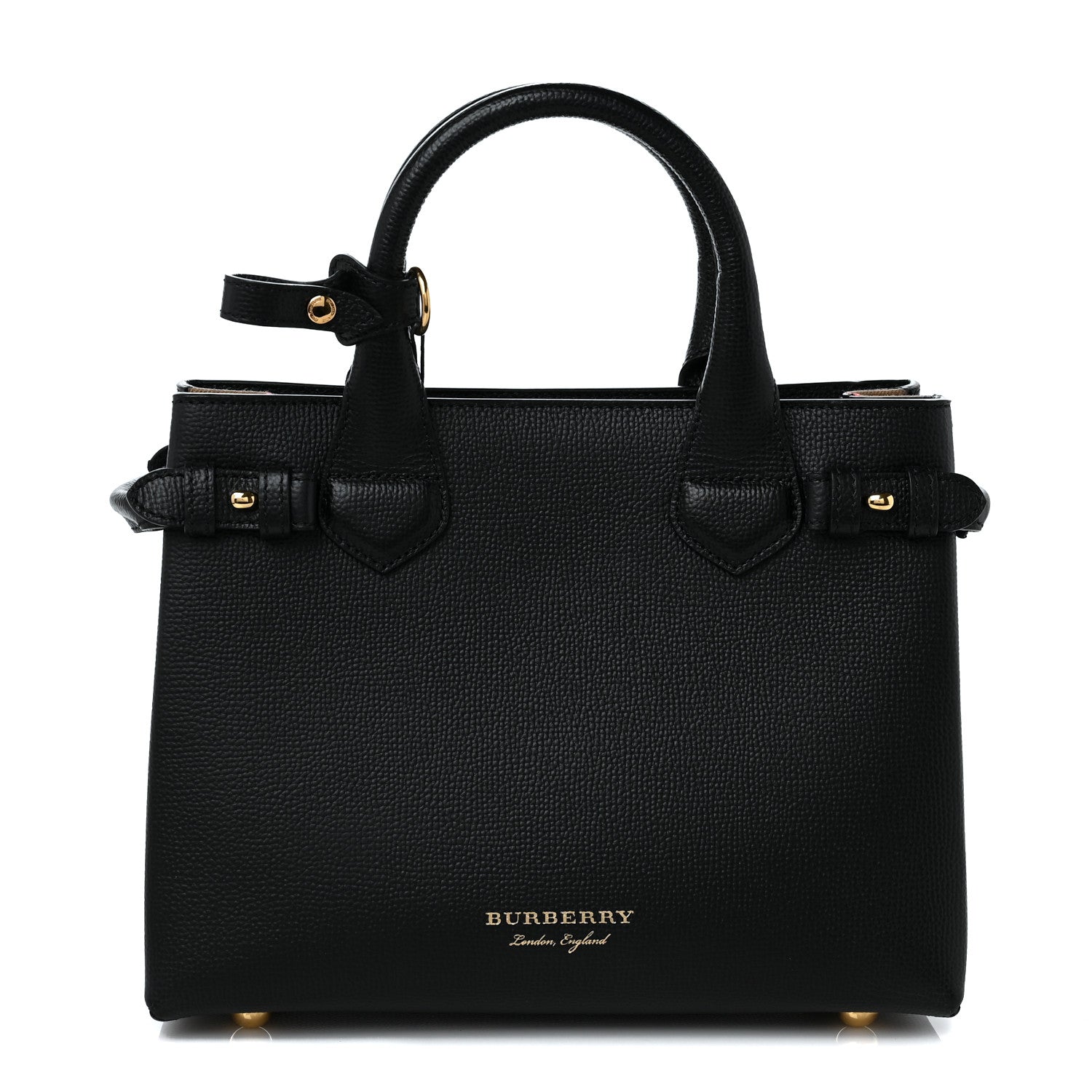 Burberry Grainy Calfskin House Check Small Banner Tote Black 1 of 13