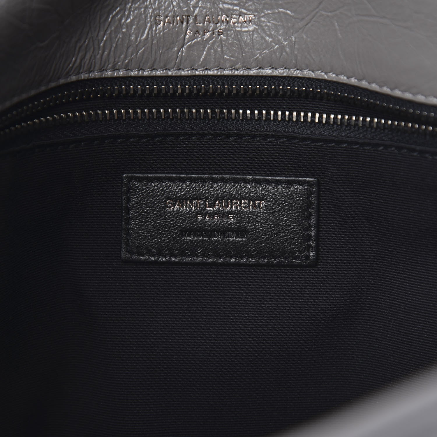Saint Laurent Crinkled Calfskin Matelasse Monogram Medium Niki Chain Satchel Light Gray 6 of 12