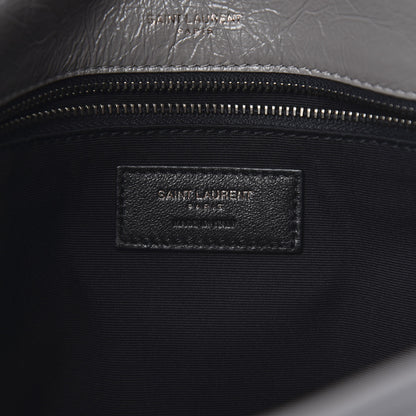 Saint Laurent Crinkled Calfskin Matelasse Monogram Medium Niki Chain Satchel Light Gray 6 of 12