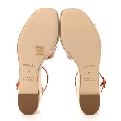 Hermes Goatskin Elda Espadrille Wedge Sandals 36 Marron Glaise 5 of 9