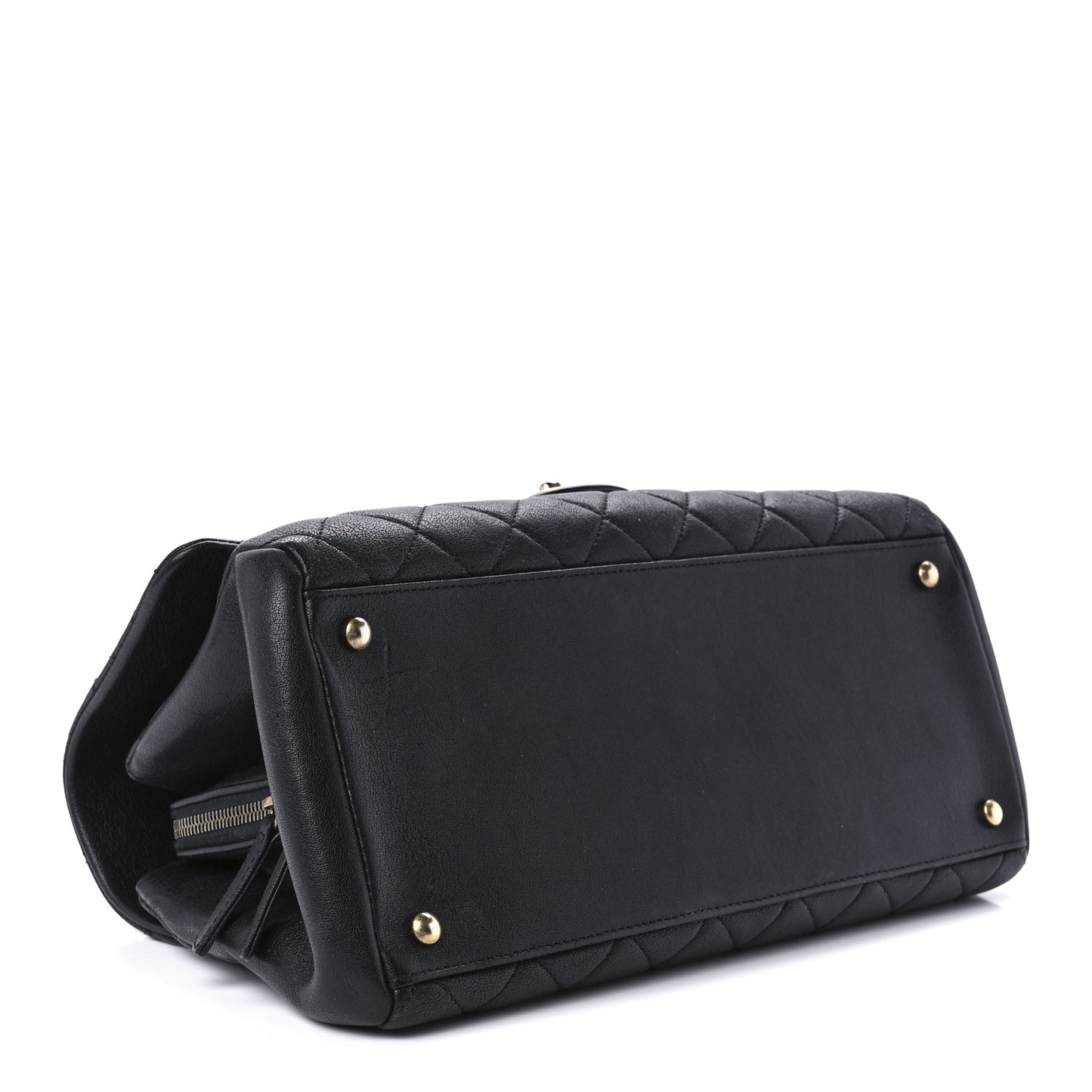 Shiny Sheepskin Quilted Large Trapezio Flap Black