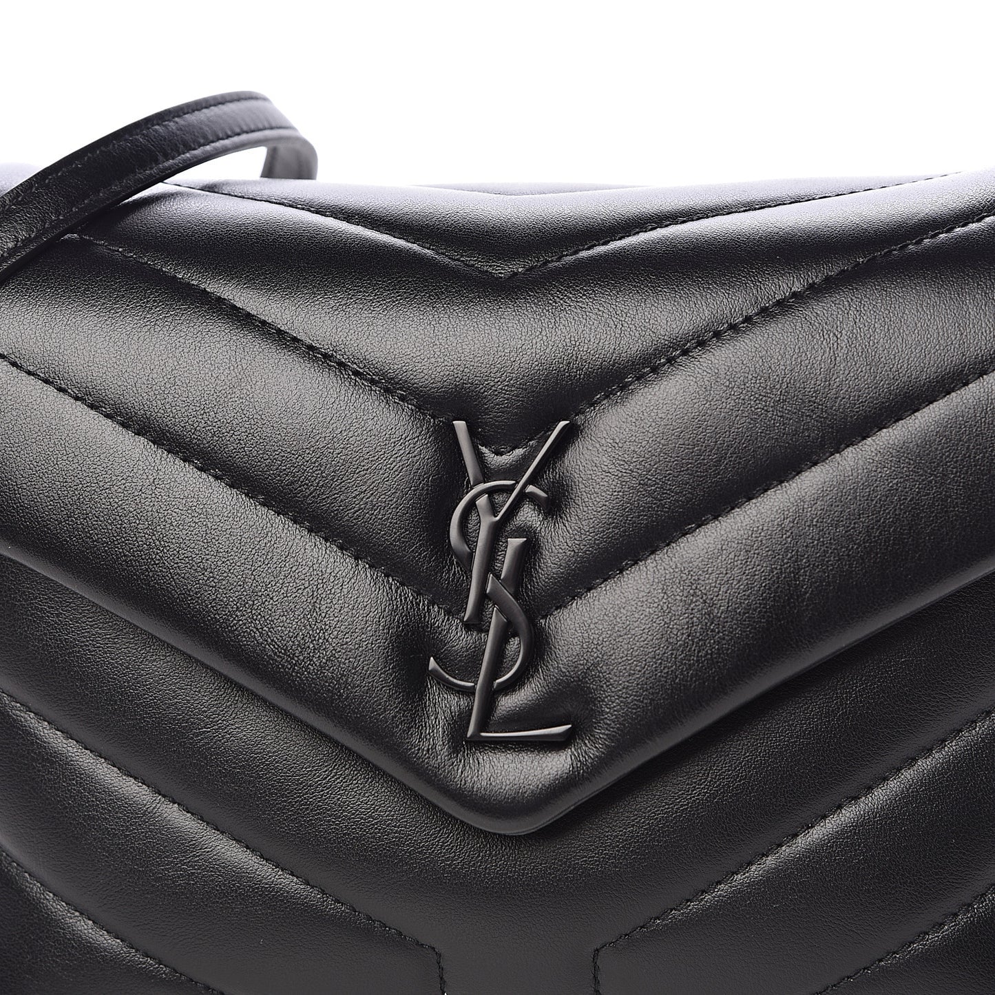 Calfskin Y Quilted Monogram Toy Loulou Crossbody Bag Black