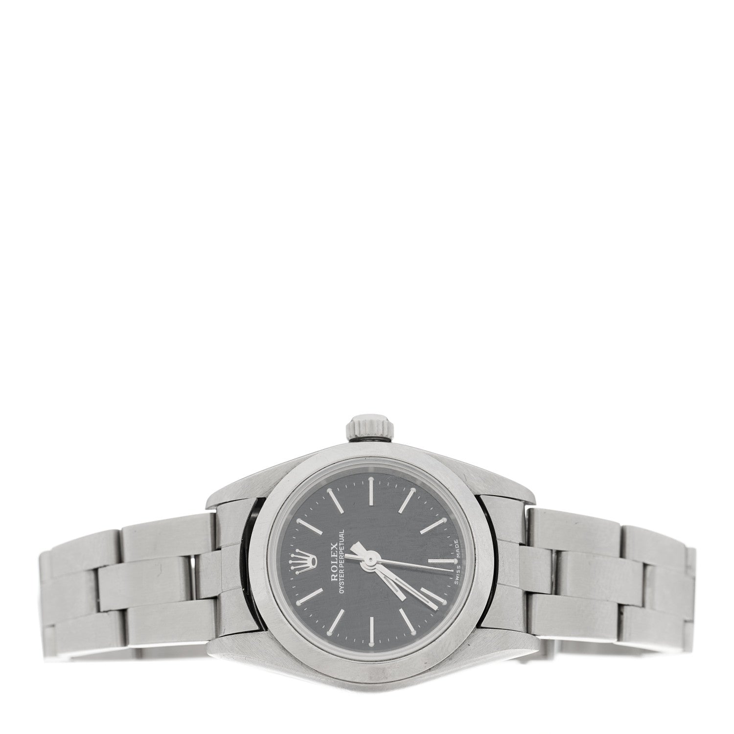 Rolex Stainless Steel 24mm Oyster Perpetual Watch Black 76080 2 of 4