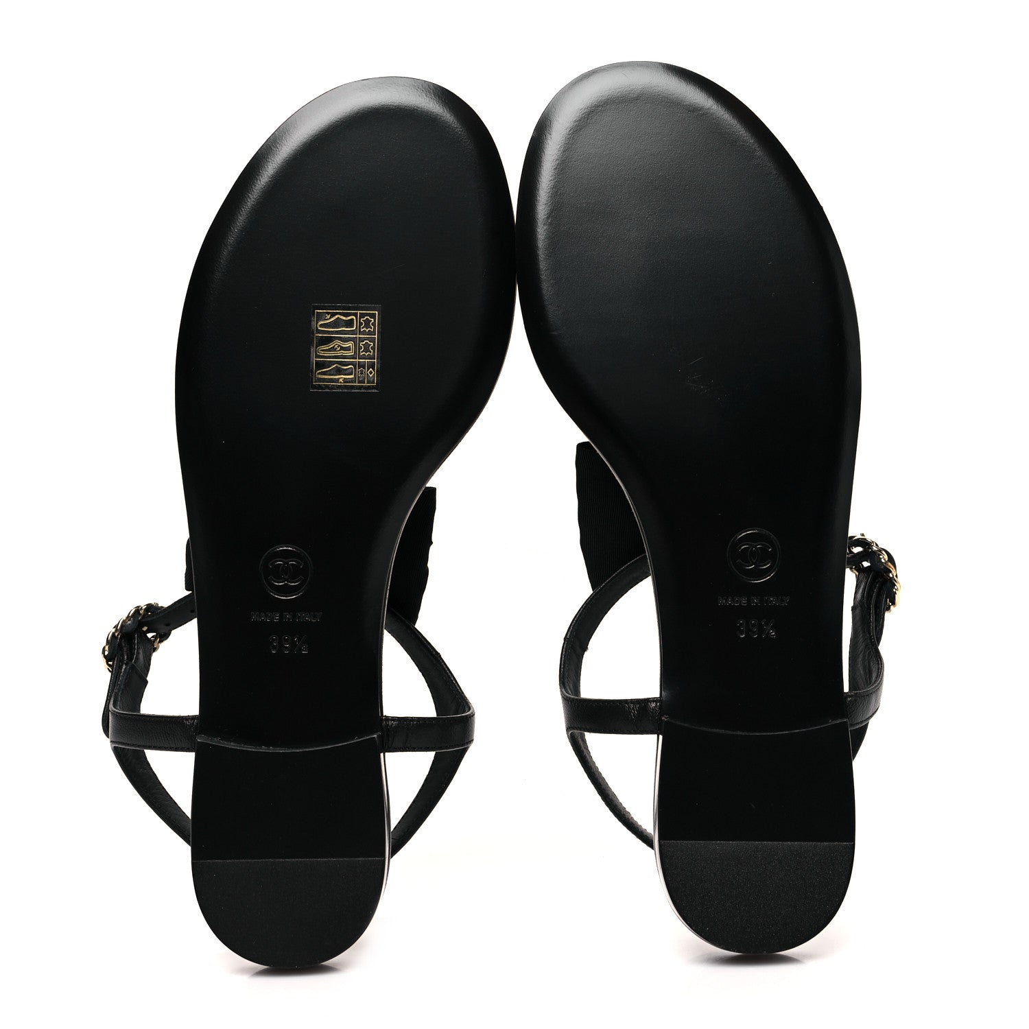 Chanel Lambskin Crystal Chain CC Thong Sandals 39.5 Black 5 of 7