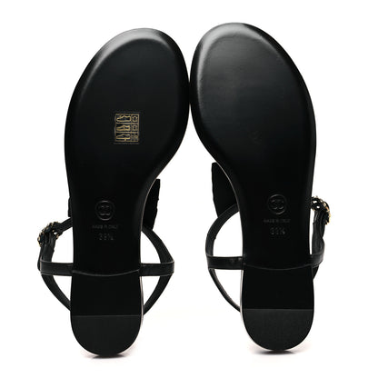 Chanel Lambskin Crystal Chain CC Thong Sandals 39.5 Black 5 of 7